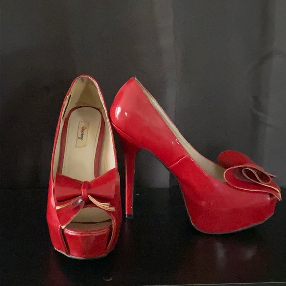 Red Peep toe heels - Picture 1 of 3